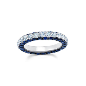 Sapphire & Diamond 3 Sided Band Ring
