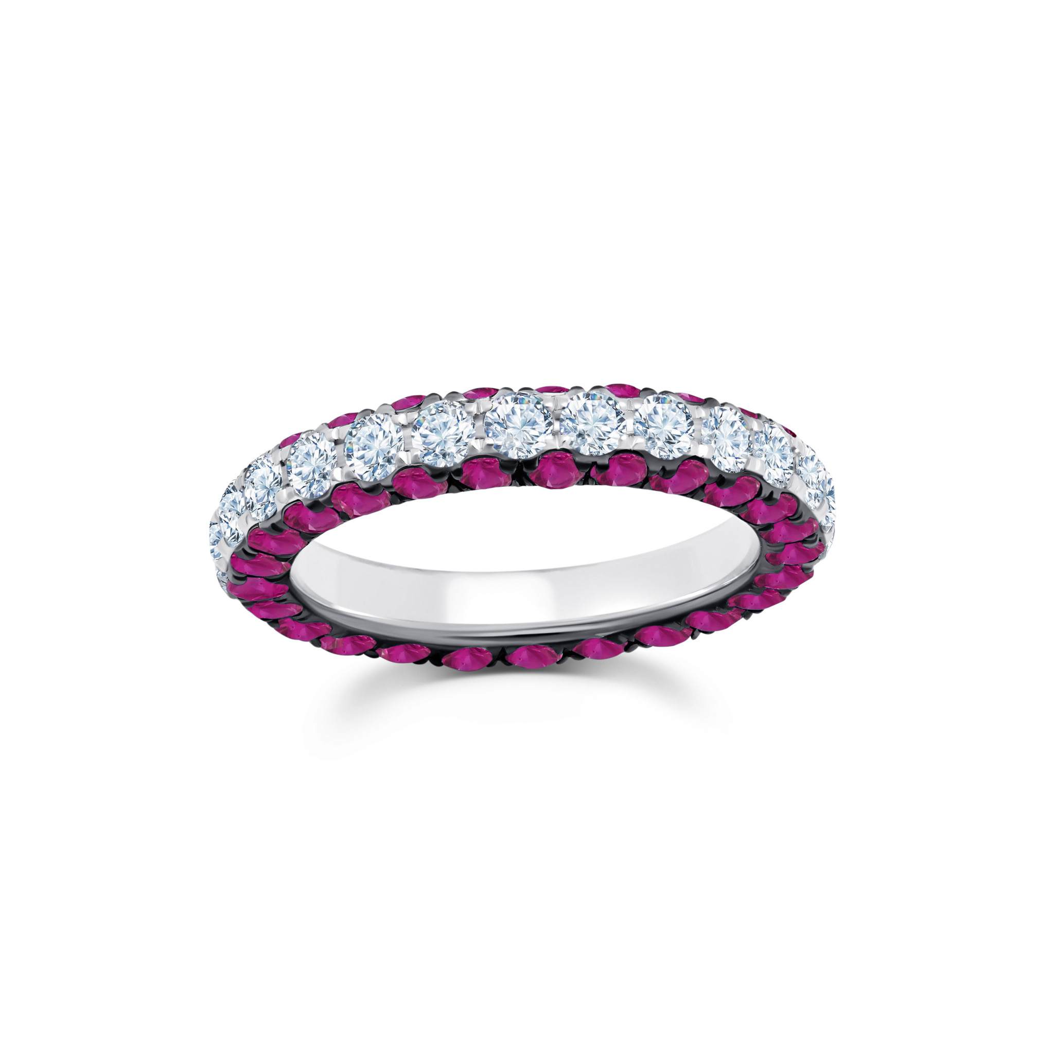 Ruby & Diamond 3 Sided Band Ring