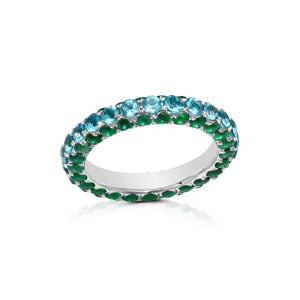 Emerald & Apatite 3 Sided Band Ring