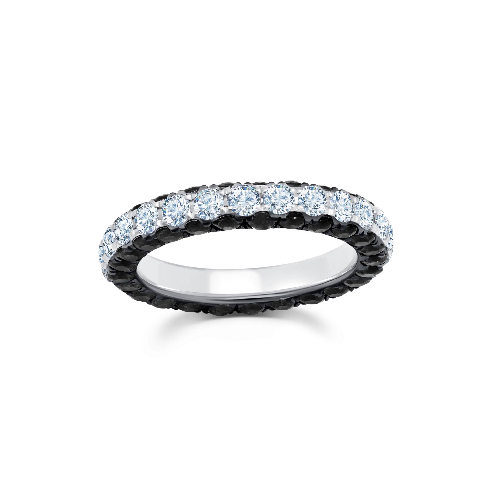Black & White Diamond 3 Sided Band Ring