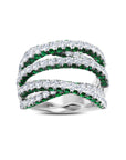 Emerald and Diamond 3 Sided Entanglement Stunner Ring