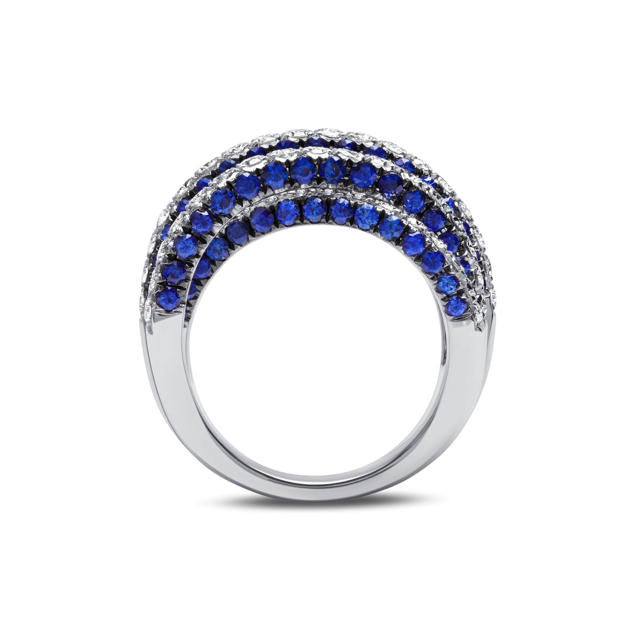 Sapphire and Diamond 3 Sided Entanglement Stunner Ring