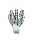 Emerald and Diamond 3 Sided Entanglement Stunner Ring