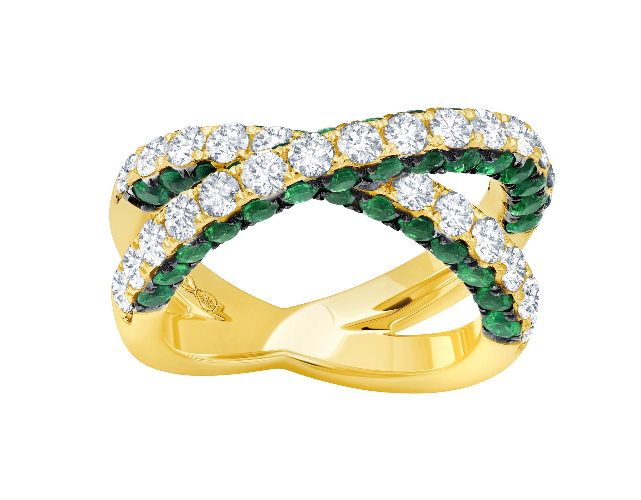 Emerald & Diamond 3 Sided X Ring