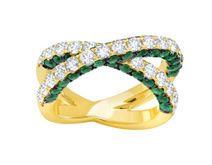 Emerald & Diamond 3 Sided X Ring