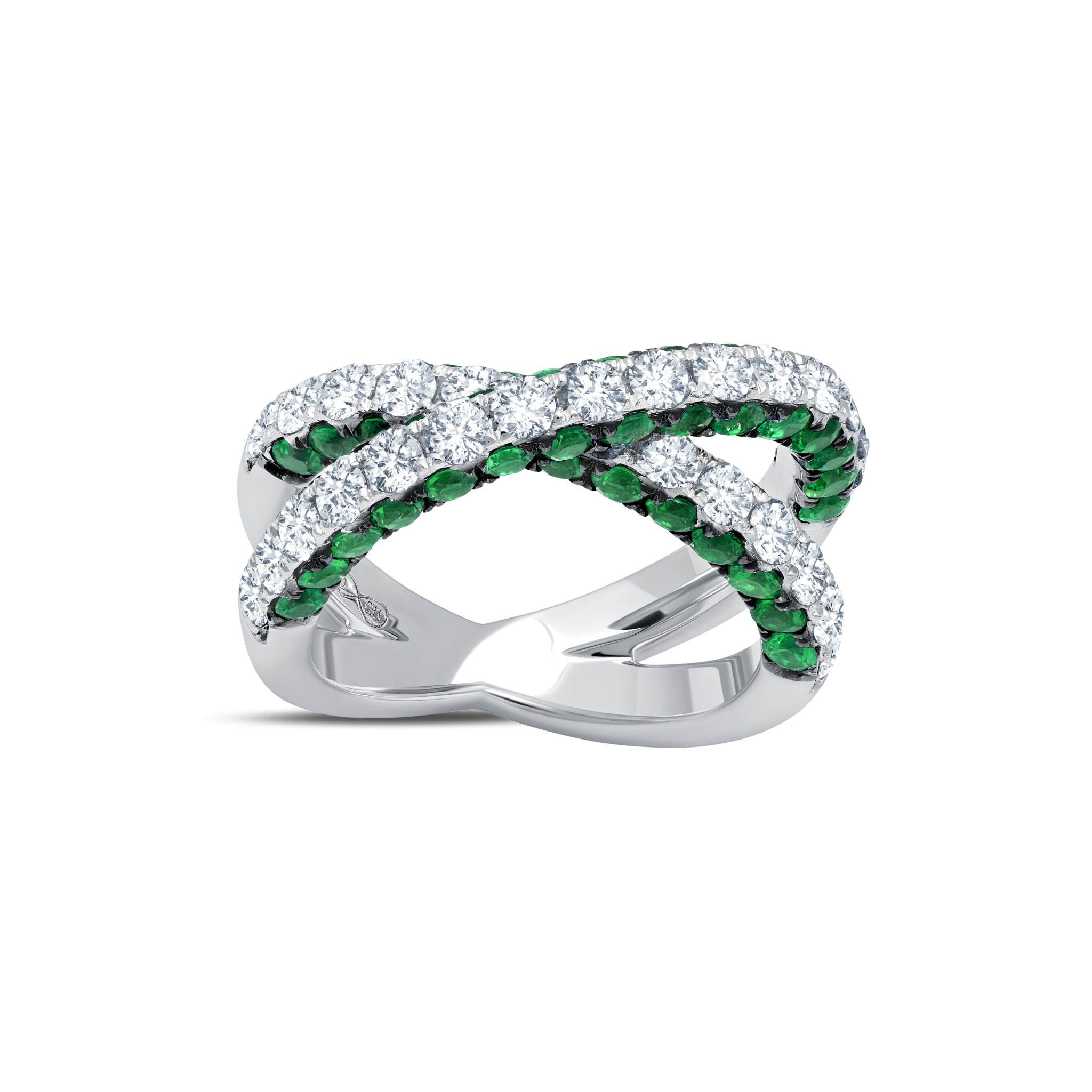 Emerald & Diamond 3 Sided X Ring