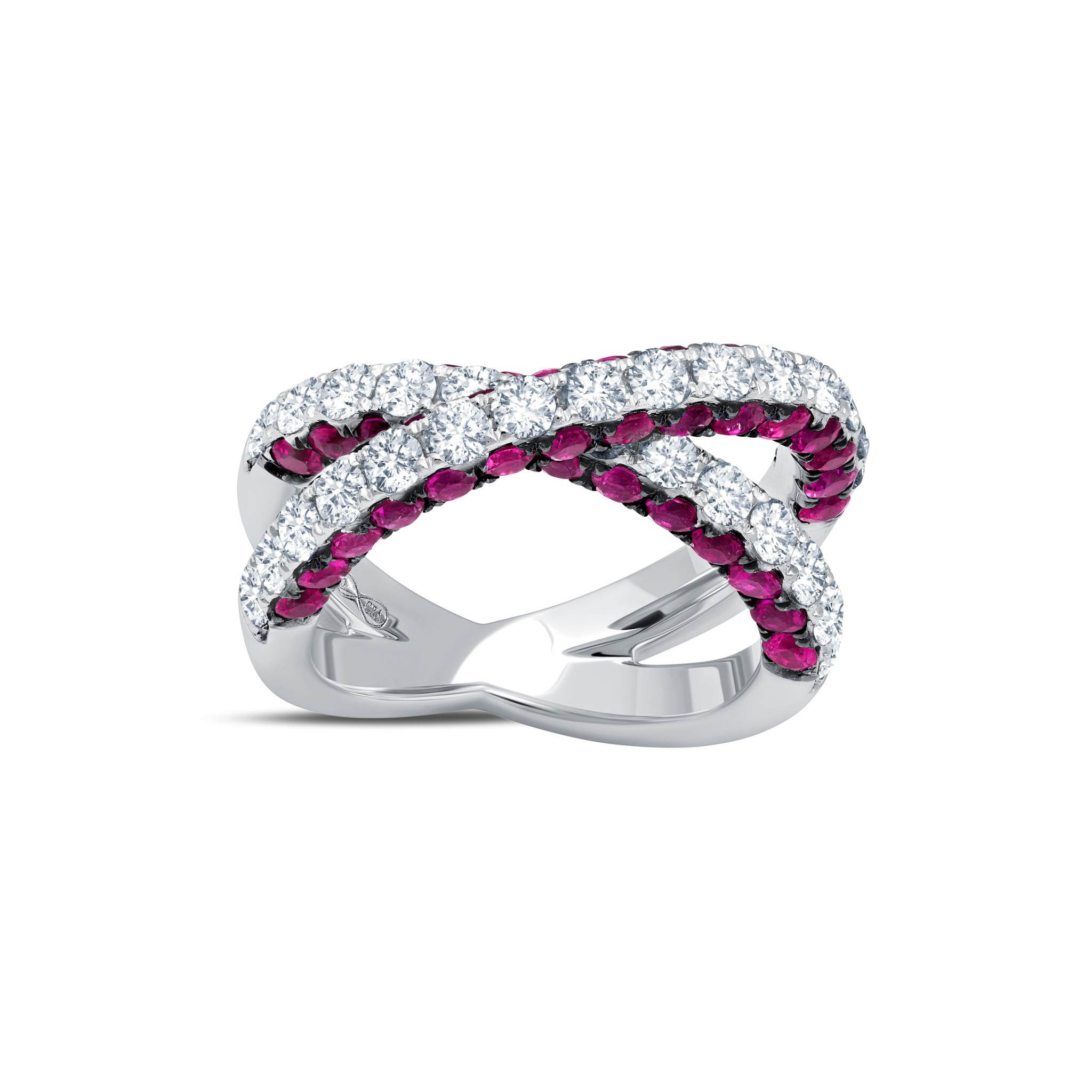 Ruby & Diamond 3 Sided X Ring