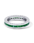 Diamond & Emerald Baguette 3 Sided Ring