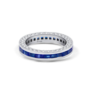Diamond & Sapphire Baguette 3 Sided Ring