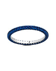 Blue Sapphire and Blue Rhodium 3 Sided Band
