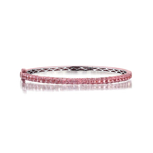 Pink Sapphire & Pink Rhodium 3 Sided Bangle