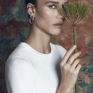 Graziela Gems - Emerald & Diamond 3 Sided Earrings - 