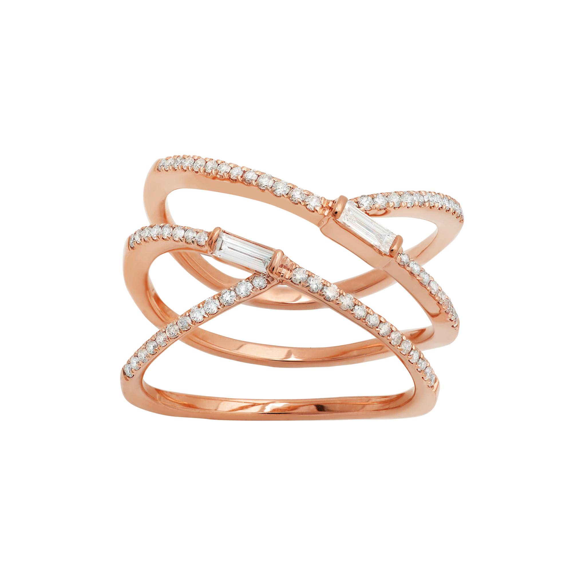 Diamond Baguette Criss Cross Ring